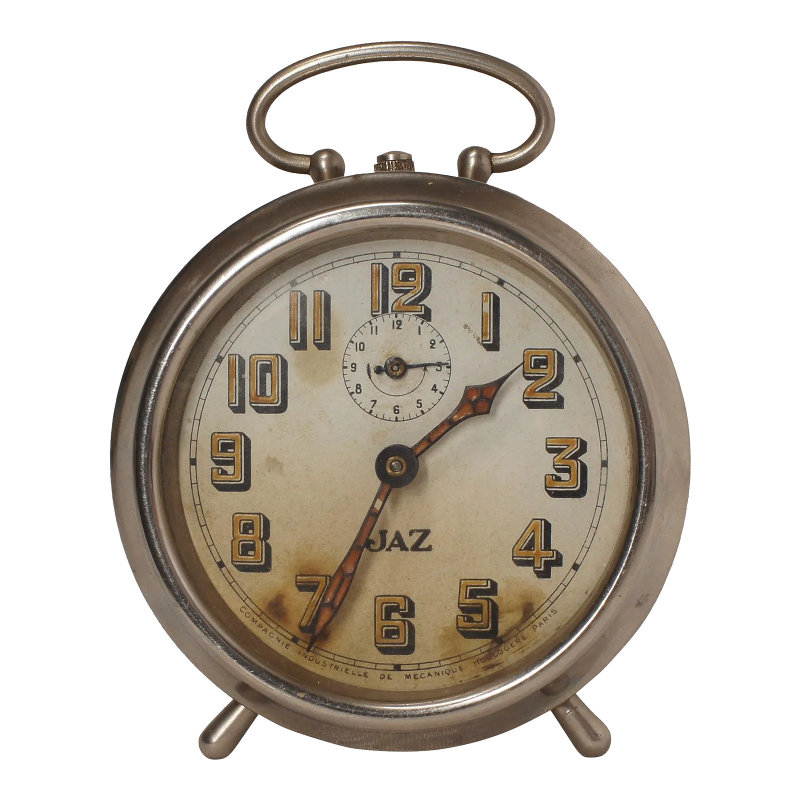 1919 Jaz French Antique Wind-Up Alarm Clock | Chairish