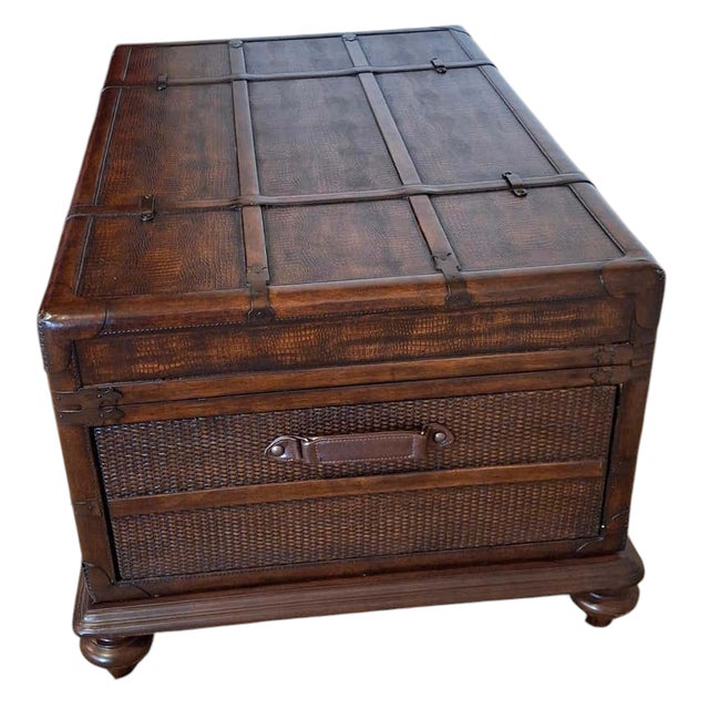 1960s 1960s Exquisite "Old World" Charm and Rustic Elegance Set of Trunk-Style Coffee & Side Tables. For Sale - Image 5 of 8