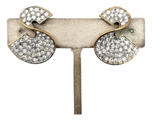 Vintage 1980s Signed Givenchy Pavé Clear Rhinestone S Clip Earrings-2 Pieces