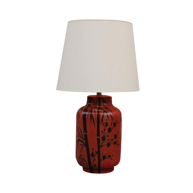 Italian Ceramic Table Lamp in Red by Zaccagini Design, 1960 For Sale