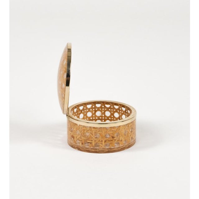 Mid-Century Box in Rattan and Brass from Christian Dior, 1970s For Sale - Image 9 of 14