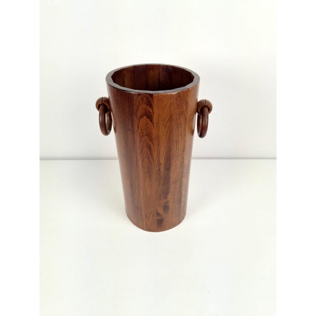 Vintage wooden umbrella stand, France 1950 Amazing solid vintage wooden umbrella stand with wooden ring handles and a...