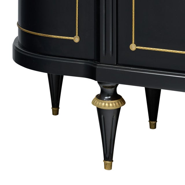 Classic Demilune, Louis XVI Style French Buffet, Ebonized, Circa 1920 For Sale - Image 9 of 9