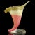 Gorgeous vintage Murano hand blown pink, white and gold flecks Italian art glass flower vase. Documented to designer Dino...