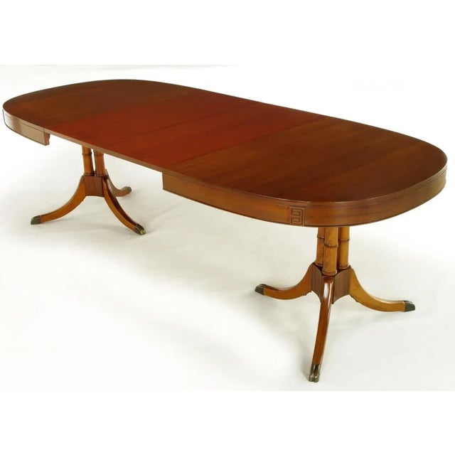 1950s Early American Double Pedestal Sheraton Style Mahogany Dining Table For Sale - Image 5 of 10