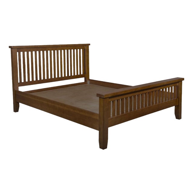 Mission Quarter Sawn Oak Slat Bed - Walnut For Sale