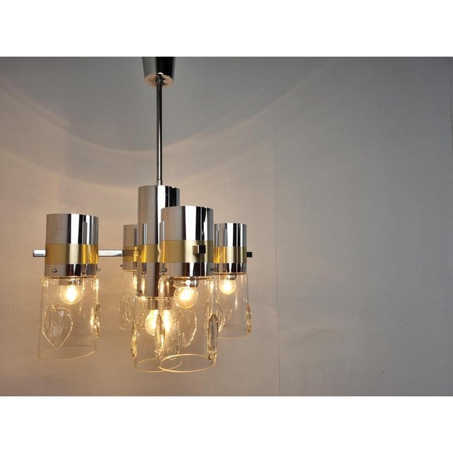 Vintage Italian Glass and Chrome Chandelier, 1970s For Sale - Image 8 of 13
