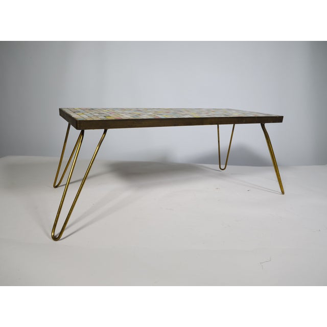 Modern Mid-Century Mosaic Plant Stand with Hairpin Legs, 1950s For Sale - Image 3 of 9