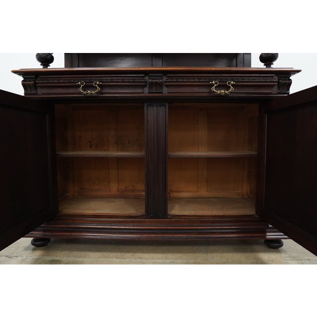 Vintage Gothic Revival Style Walnut Hutch Cabinet For Sale - Image 17 of 17