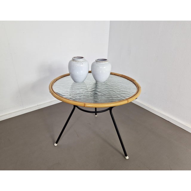 1960s Vintage Rattan Side Table attributed to Rohé Noordwolde, 1960s For Sale - Image 5 of 10