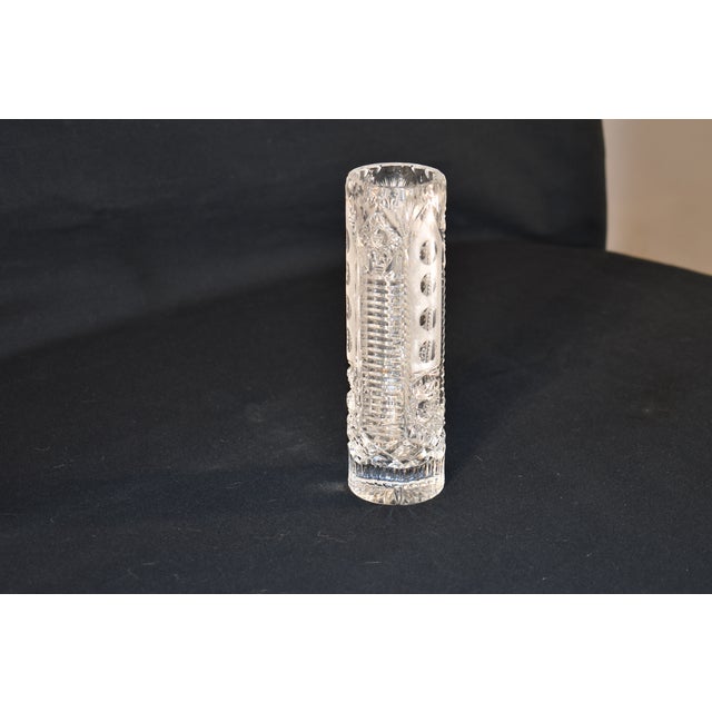 Circa 1930's cut glass vase from England. this is a lovely and very highly detailed cut glass vase with allover pattern...