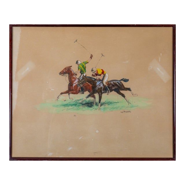 Two Polo Players Watercolour by Eugène Péchaubès (French, 1890-1967) For Sale