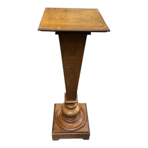 Antique Victorian Walnut Floral Incised Carved Display Sculpture Pedestal Stand