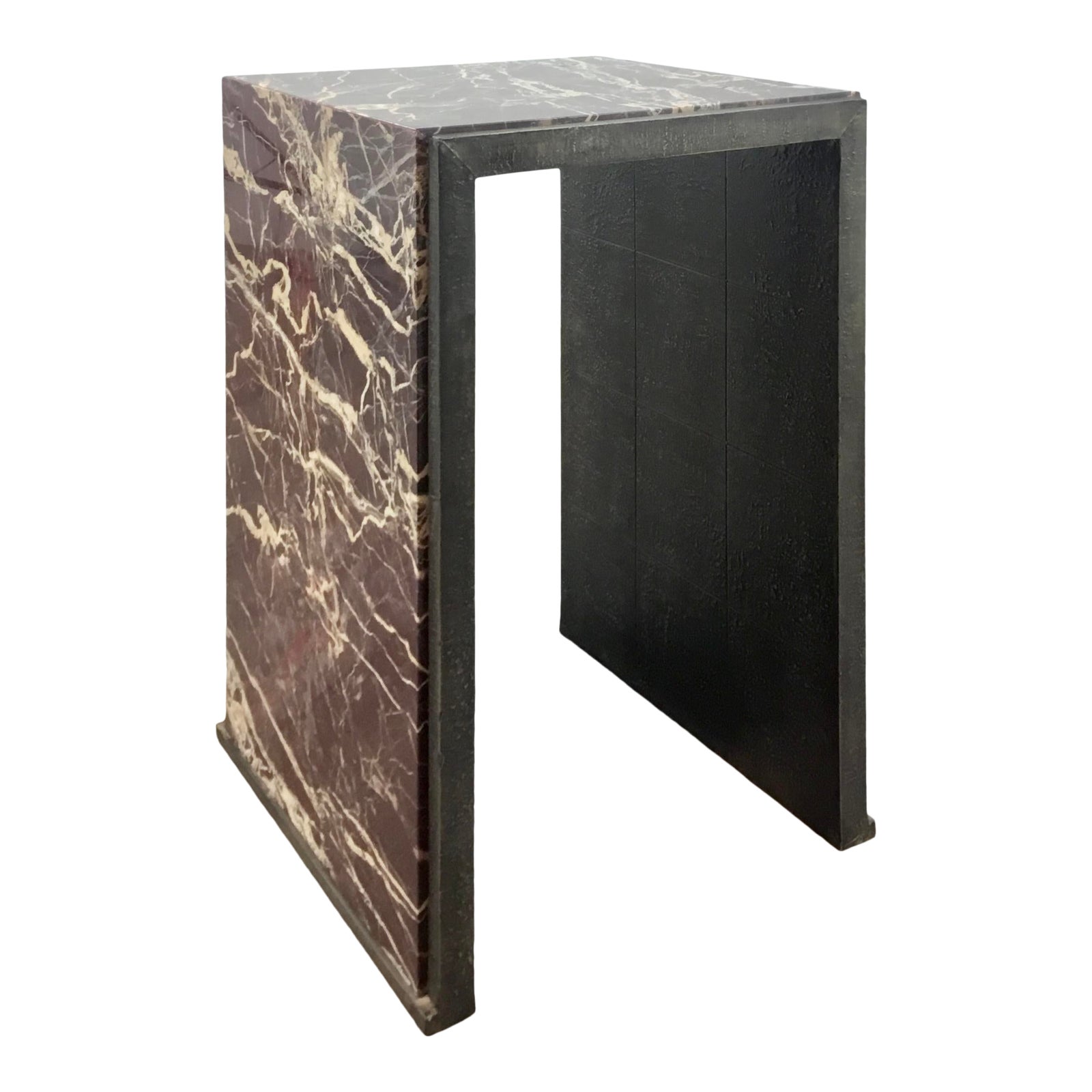 Global Views Modern Burgundy Marble Waterfall Side Table Chairish
