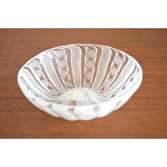 Beautiful decorative Murano glass bowl in the Zanfirico Latticino technique from the 1950s/60s High-quality craftsmanship,...
