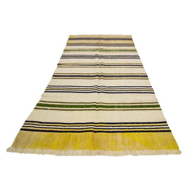 Handwoven vintage hemp kilim rug from Yozgat region of Turkey. Approximately 50-60 years old. In very good condition.