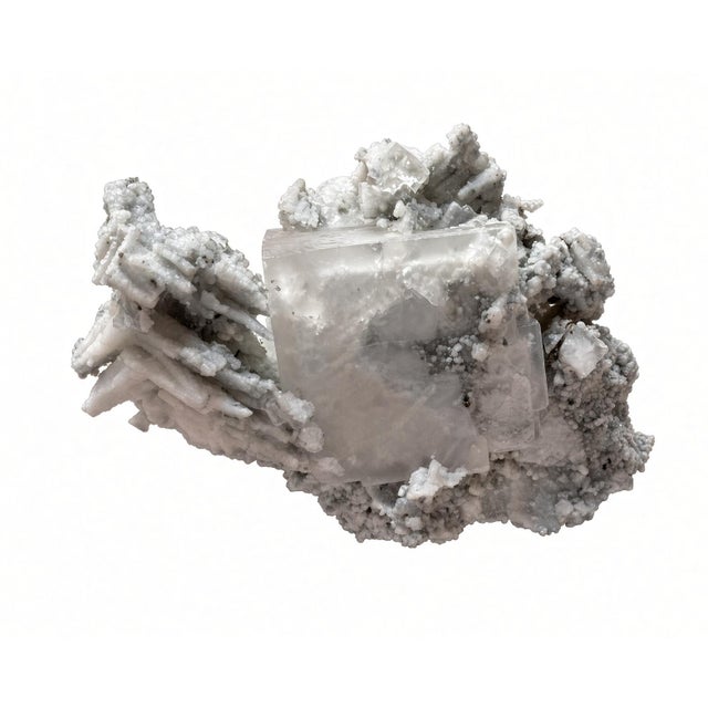 15th Century & Earlier Large Natural Fluorite Cube Crystal Specimen With Pyrite & Calcite Matrix For Sale - Image 5 of 15