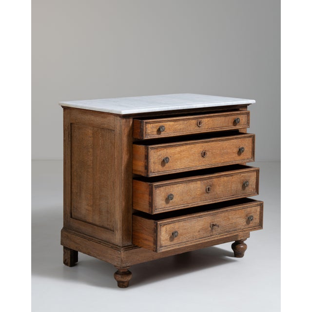 Brown French Marble-Top Chest of Drawers, Antique, France, Circa 1900 For Sale - Image 8 of 14
