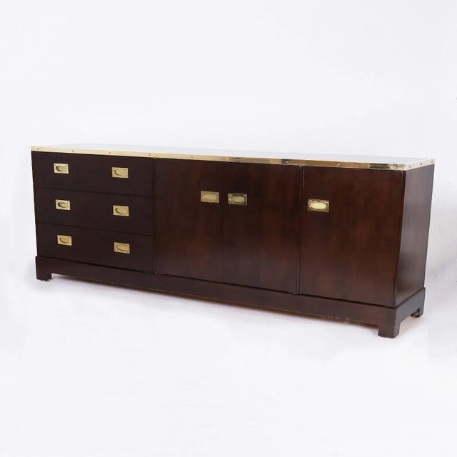 Mid-Century Campaign Style Long Chest or Cabinet For Sale - Image 10 of 10