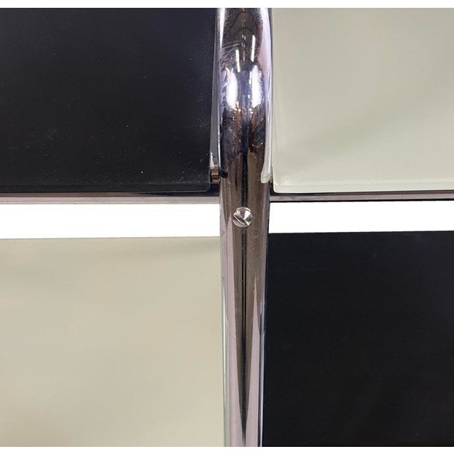 Mid-Century Modern Chrome Etagere with Black and White Glass Shelf, 1950s For Sale - Image 4 of 5