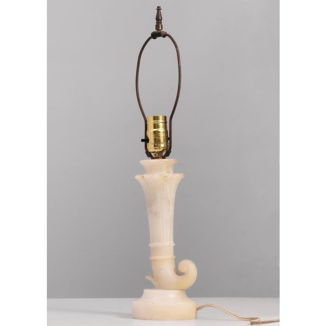 Antique Italian Carved Alabaster Cornucopia Horn of Plenty Table Lamp For Sale - Image 4 of 10