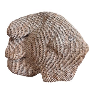 Vintage Jute Rope Large Table Fish Sculpture For Sale
