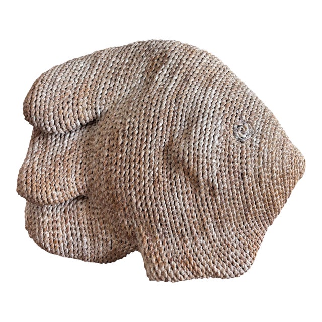 Vintage Jute Rope Large Table Fish Sculpture For Sale
