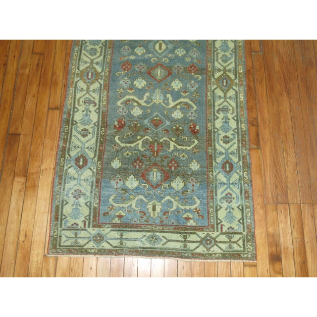 Early 20th Century Blue Green Antique Persian Malayer Long Runner For Sale In New York - Image 6 of 6
