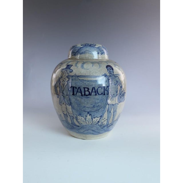 Large dutch delft blue & white tobacco jar 'taback' with cover, late 19th century an impressive late nineteenth-century...