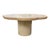 Striking vintage coffee table featuring a thick scalloped terrazzo-style top with an inset marble mosaic design. The...