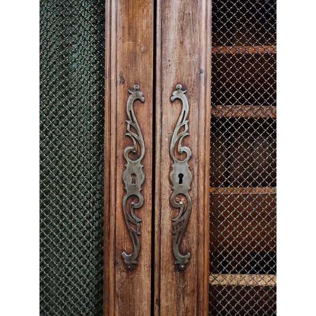 Mid 20th Century Monumental 104” French Louis XV Provincial Bibliothèque Wall Unit With Metal Grille Doors For Sale - Image 15 of 16