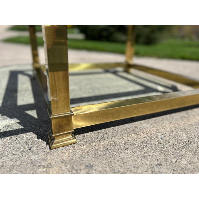 Mastercraft Attributed Mid-Century Modern Brass & Beveled Glass Coffee Table | Vintage Hollywood Regency Cocktail Table | 1970s Luxury Statement Piece For Sale - Image 6 of 8