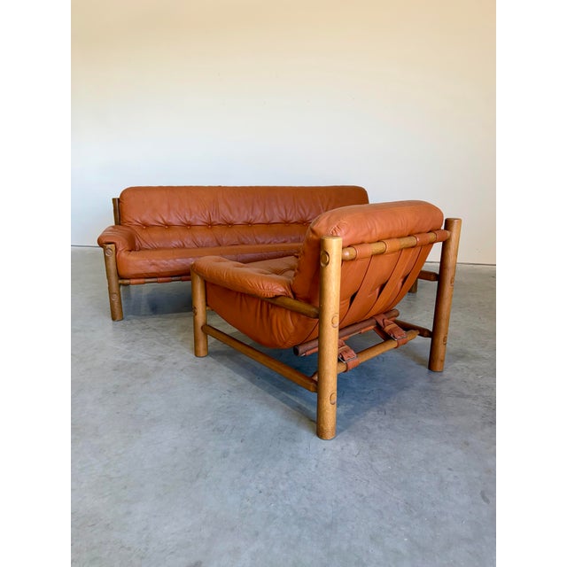 Percival Lafer Mid Century Brazilian Sergio Rodriguez Style Cognac Leather Lounge Chair For Sale - Image 4 of 12