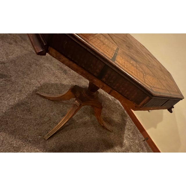 Vintage Handcrafted Matchstick Inlay Game Table For Sale - Image 9 of 12