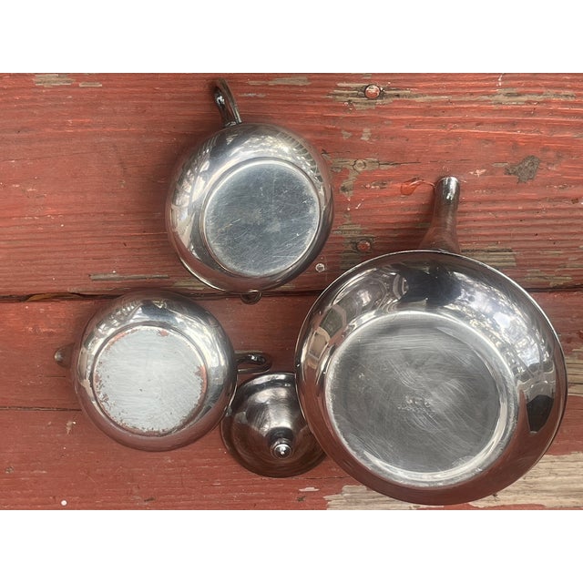Vintage Stacking Silver Plate Tea Service | Mid-Century Modern Streamline Teapot Set For Sale In Atlanta - Image 6 of 7