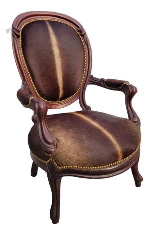 Early 20th Century Louis XVI Oval Back Chair With New Cowhide Upholstery