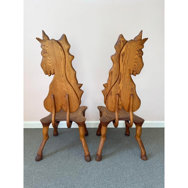Pair of 1980 Andrew Willner Horse Chairs/Signed and Dated For Sale - Image 9 of 11