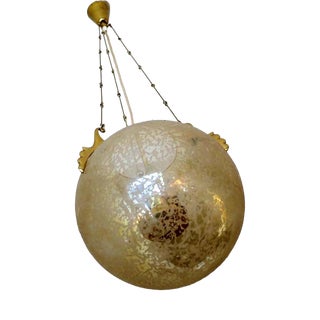 Vintage Pendant Lamp in Frosted Glass and Brass from Doria Leuchten, 1970s For Sale