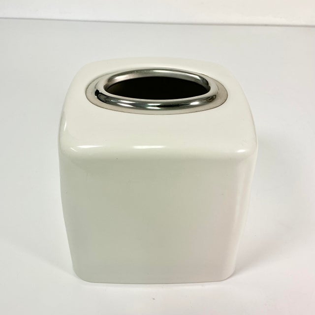 1980s Vintage Modern Contemporary Enameled Tissue Box Cover. For Sale - Image 6 of 11