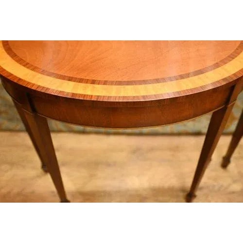 Sheraton Satinwood Demi Lune Console Tables, Set of 2 For Sale - Image 4 of 11