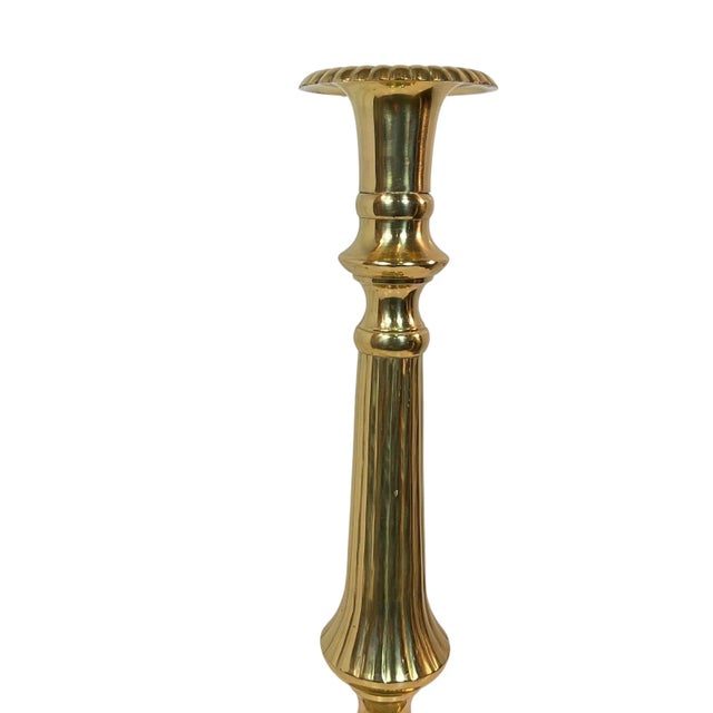 Brass Vintage Large Brass Candle Holder For Sale - Image 8 of 11