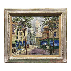 Henri Pierrel Original French Impressionist Signed Oil Painting on Canvas Place Du Terte Paris - Minor Restoration