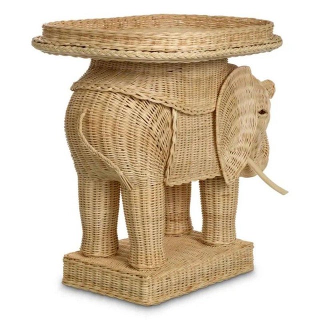 2000 - 2009 Rattan Elephant Side Table For Sale - Image 5 of 8