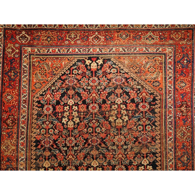 Antique Persian Malayer Gallery Rug, Hand-Knotted Wool, Geometric Pattern, 6x12, Navy & Red For Sale - Image 9 of 14