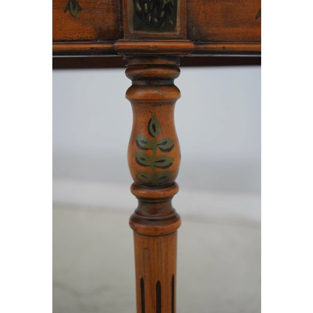 Adams Satinwood Paint Decorated Demilune Console Table For Sale - Image 10 of 12