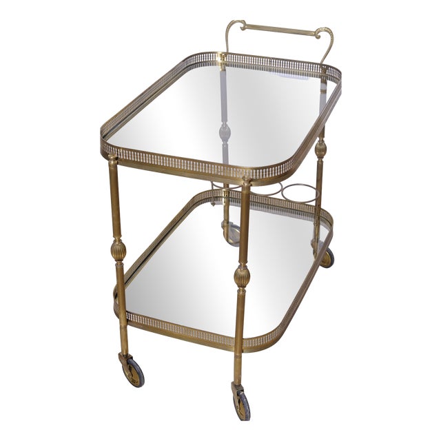 Vintage Glass and Brass Trolley, 1950s For Sale