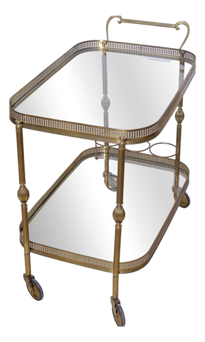 Vintage Glass and Brass Trolley, 1950s