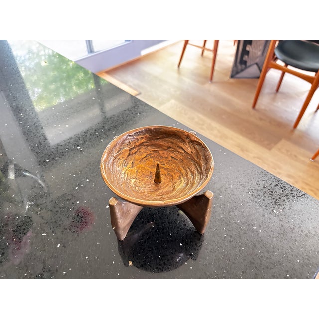 Gold Brutalist Bronze Candlestick by Michael Harjes, Germany, 1960 For Sale - Image 8 of 10