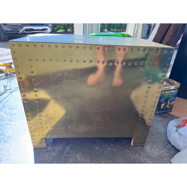 1970's Sarreid LTD Brass Clad Chest of Drawers Nightstand For Sale - Image 11 of 13