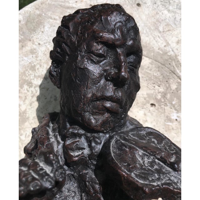 Abstract 1950s Metal Bust Sculpture of a Violinist For Sale - Image 3 of 11